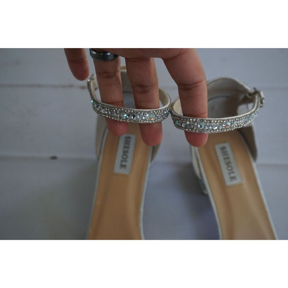 SheSole Open Toe Strappy Low Block Heel Bling Rhinestone Sandal - Size 42/ US 11 - Picture 5 of 12